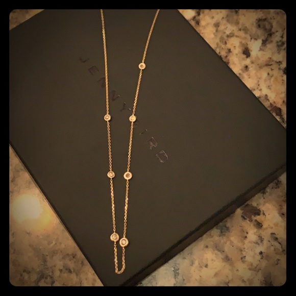 COPY - 16 in 14kt gold diamond bezel set necklace - Picture 1 of 4